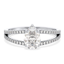 Elegant Pear & Round Moissanite Ring