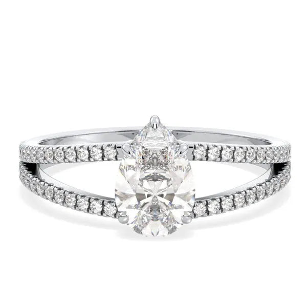 Elegant Pear & Round Moissanite Ring