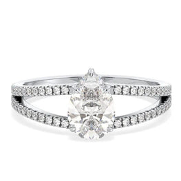 Elegant Pear & Round Moissanite Ring