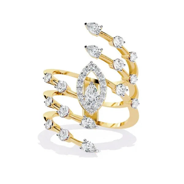 Sparkling Cocktail Moissanite Unique Ring