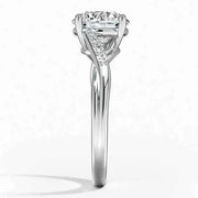 Vintage style engagement ring with sapphire - Engagement Ring Round White Gold Ring .