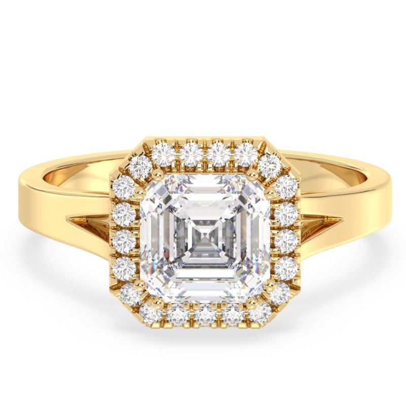 Elegant Asscher & Round Moissanite Halo Ring