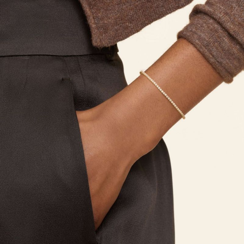 Classy Diamond Tennis Bracelet in 14k Yellow Gold Plated