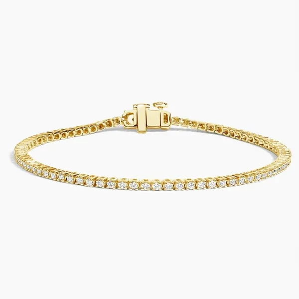 Classy Diamond Tennis Bracelet in 14k Yellow Gold Plated