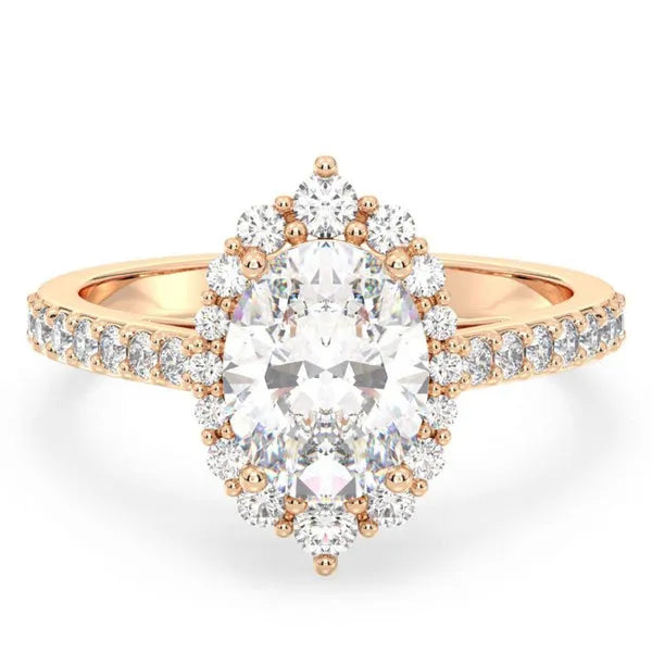 Elegant Round Cut Moissanite Floral Ring