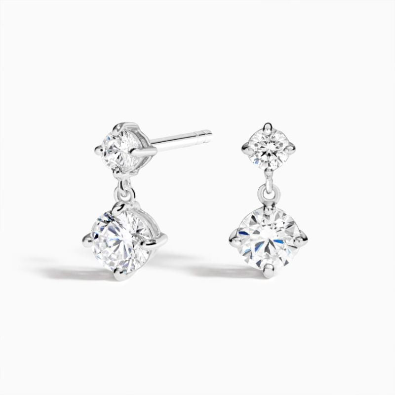 Circa Moissanite Diamond Drop Earrings in Silver
