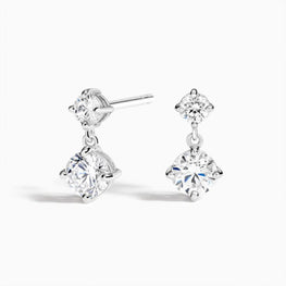 Circa Moissanite Diamond Drop Earrings in Silver