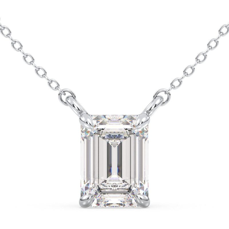 Solitaire Emerald Moissanite Personalized Necklace