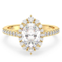 Elegant Round Cut Moissanite Floral Ring