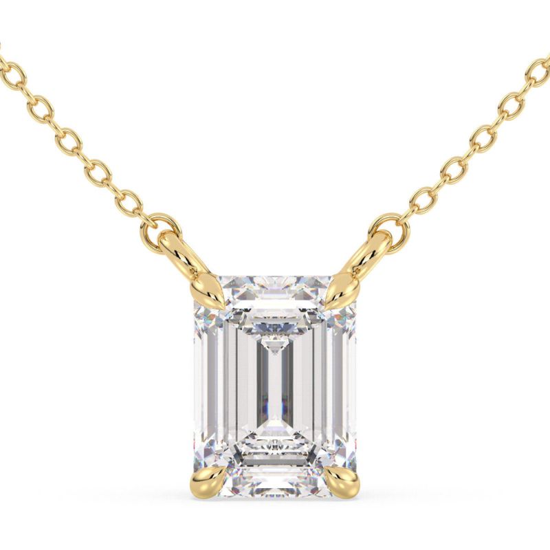 Solitaire Emerald Moissanite Personalized Necklace