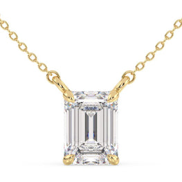 Solitaire Emerald Moissanite Personalized Necklace