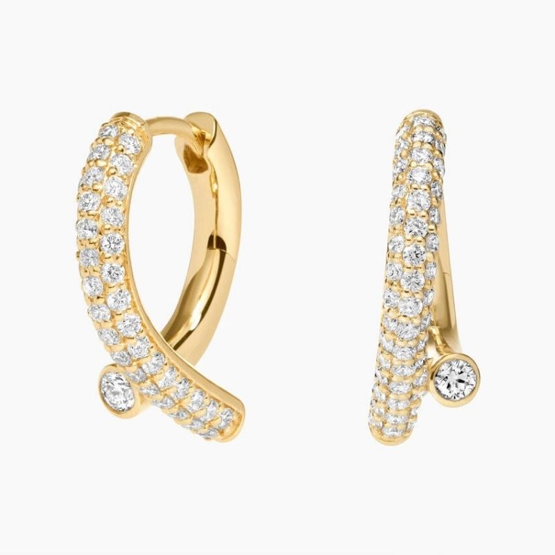 Moissanite Diamond Vega Bypass Hoop Earrings
