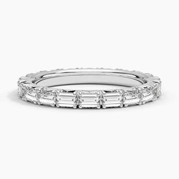 Elegant Emerald Cut Eternity Lab Grown Diamond Ring (1.38 ct. tw.) in 14K White Gold Band Ring