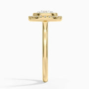 Vintage sapphire Yellow Gold Cushion Diamond Ring engagement ring in custom gold design.