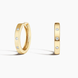 Cielo Flush Set Moissanite Diamond Huggie Earrings