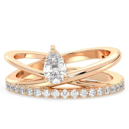 Elegant Pear & Round Cut Moissanite Diamond Ring