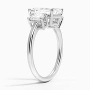 Unique Emerald  shaped Diamond engagement ring in white gold setting