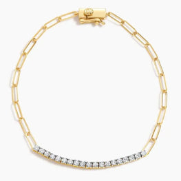 Open Link Round Diamond Bracelet in 14k Yellow Gold Plated