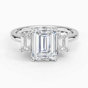 Unique Emerald  shaped Diamond engagement ring in white gold setting