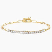 Cartier tennis bracelet with diamonds in yellow gold design.