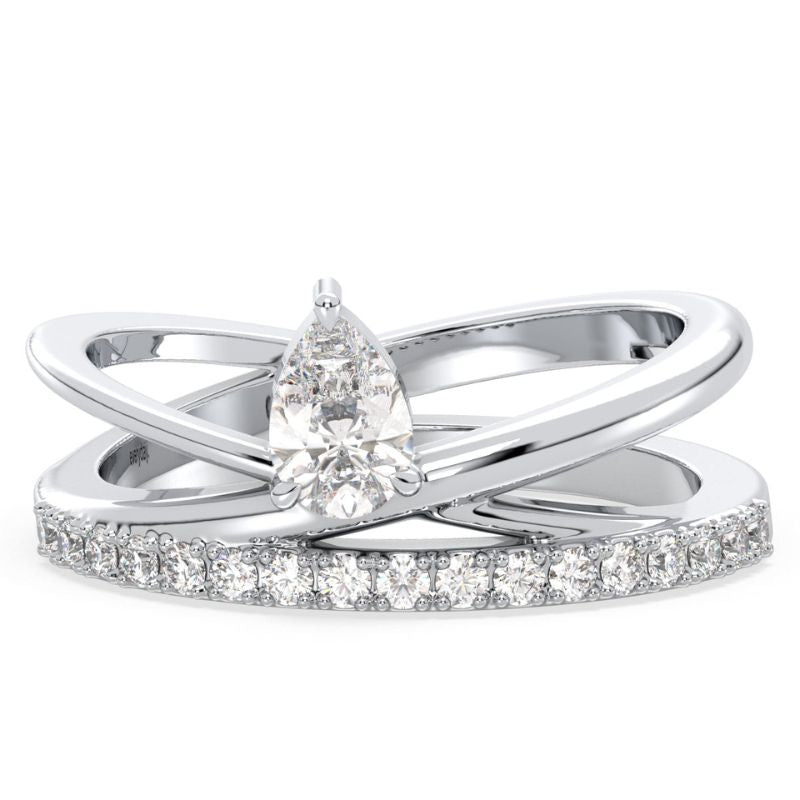Elegant Pear & Round Cut Moissanite Diamond Ring