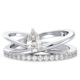 Elegant Pear & Round Cut Moissanite Diamond Ring