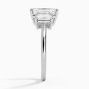 Unique Emerald  shaped Diamond engagement ring in white gold setting