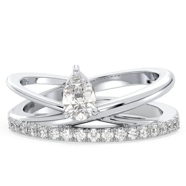 Elegant Pear & Round Cut Moissanite Diamond Ring
