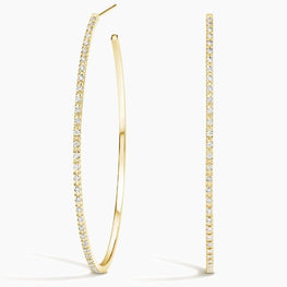 Large Moissanite Diamond Hoop Earrings in 14k Yellow Gold Plated