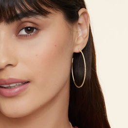 Large Moissanite Diamond Hoop Earrings in 14k Yellow Gold Plated