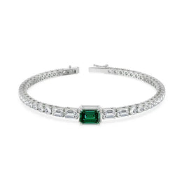 Classic Luxury Gem & Diamond Tennis Bracelet in 14k White Gold Plated