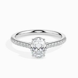 1.54 ct Oval & Round Moissanite Diamond Solitaire Ring