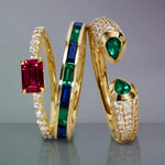Unique gemstone ring with lab grown diamond accents in a bold and elegant fine jewelry design