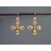 2.25 Ct Pear & Round Cut Diamond 14K Gold Plated Diamond Earrings Use For Jewerlly Women Diamond Earrings Unique Design 