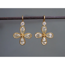 2.25 Ct Pear & Round Cut Diamond 14K Gold Plated Diamond Earrings Use For Jewerlly Women Diamond Earrings Unique Design 