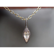 Marquise Lab Grown Diamond Necklace in 18K Yellow Gold, Halo Vintage Style Fine Necklace Gift