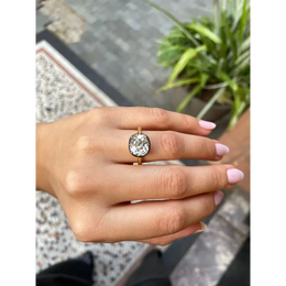 Cushion Old Mine Cut Lab Grown Diamond Bezel Ring in 18K Yellow Gold, Vintage Inspired Handmade Engagement Ring