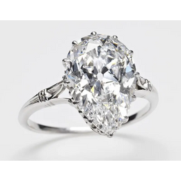 Historic Pear Shape Lab Grown Diamond Gold Ring, Classic Engagement Ring Inspired by Royal Ring Design