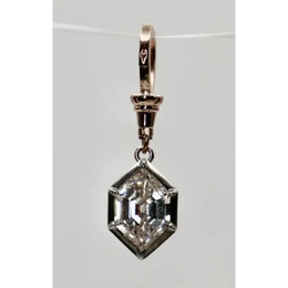 Hexagon Step Cut Lab Grown Diamond Pendant in Rose Gold, Vintage Style Pendant Gift