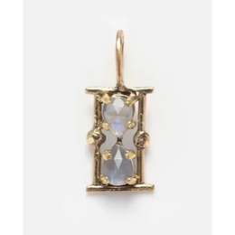 Pear Rose Cut Mix Color Gemstone Pendant in 14K Yellow Gold, Hourglass Vintage Style Pendant Gift