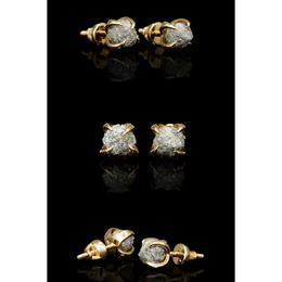 3.89 Ct Rough Diamojnd Earrings Use For Jewerlly 14K Gold Plaed Diamond Earrings Grey Rough Diamond 
