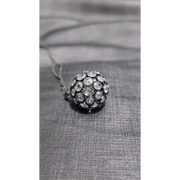 Vintage Lab Grown Diamond Ball Pendant Necklace in Rose Cut Round Diamond Gold Necklace
