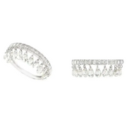 Elegant Pear Drop & Round Lab Grown Diamond Band Ring in White Gold | Luxury Dangle Design Ring for Special Occasions