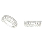 Elegant Pear Drop & Round Lab Grown Diamond Band Ring in White Gold | Luxury Dangle Design Ring for Special Occasions