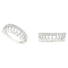 Elegant Pear Drop & Round Lab Grown Diamond Band Ring in White Gold | Luxury Dangle Design Ring for Special Occasions