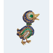 1.94 Ct Ducking Birds Shaped Diamond Round Cut Diamond Blue Green & White Colored Diamond Use For Men Brooch