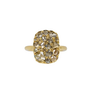 Rustic Rose Cut Natural Diamond Cluster Ring in 18K Yellow Gold, Antique Style Natural Diamond Engagement Ring