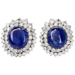 3.69 Ct Blue Colored Diamond Oval & Round Cut Diamond  Engagement Earrings  White Gold Plated Use For Jewerly Women                     