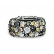 5.00 Carat Natural Diamond Eternity Band in Black Gold Ring, Yellow, Brown, Black, White Natural Diamond Wedding Ring