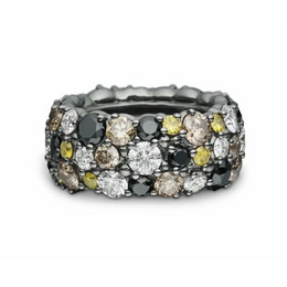 5.00 Carat Natural Diamond Eternity Band in Black Gold Ring, Yellow, Brown, Black, White Natural Diamond Wedding Ring
